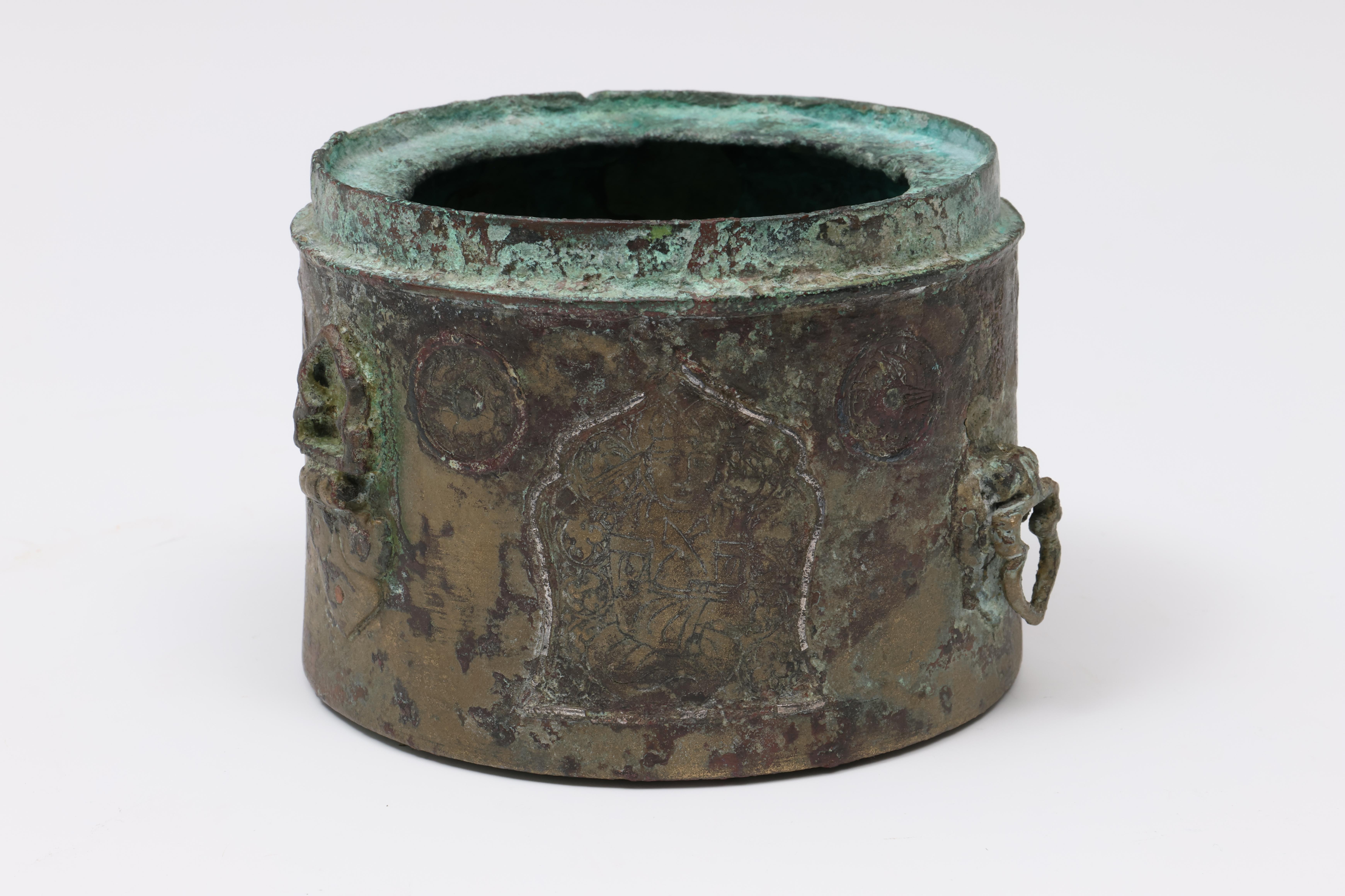 Khurasan, silver inlaid bronze inkwell, davat, late 12th - early 13th century; - Image 4 of 5