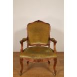 Mahoniehouten fauteuil in Louis XV-stijl, 19e eeuw,