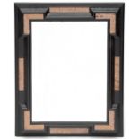 Gefacetteerde rechthoekige spiegel in gezwart houten lijst in Renaissance-stijl, 19e eeuw,