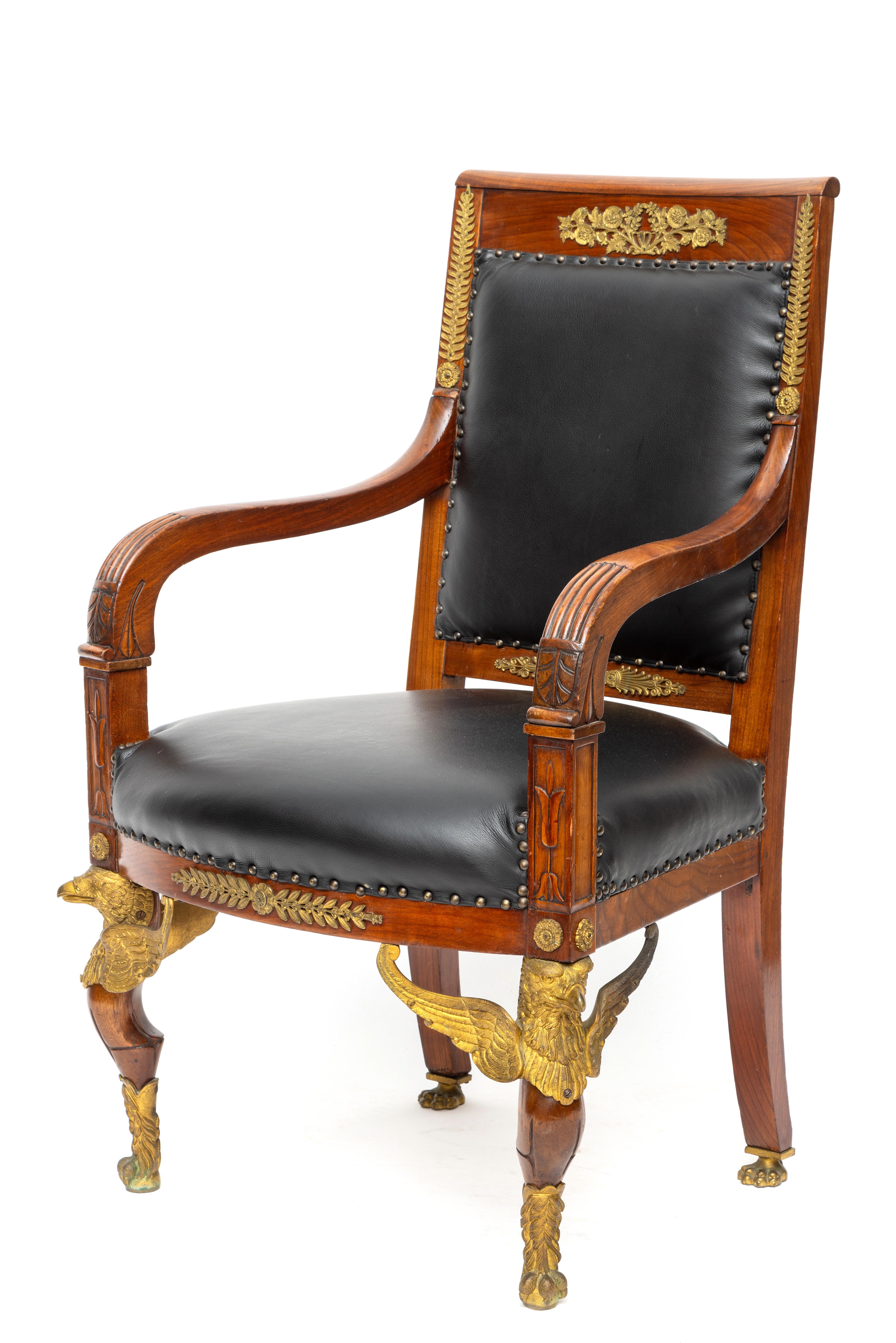 Frankrijk, mahoniehouten fauteuil, Empire, - Image 2 of 3