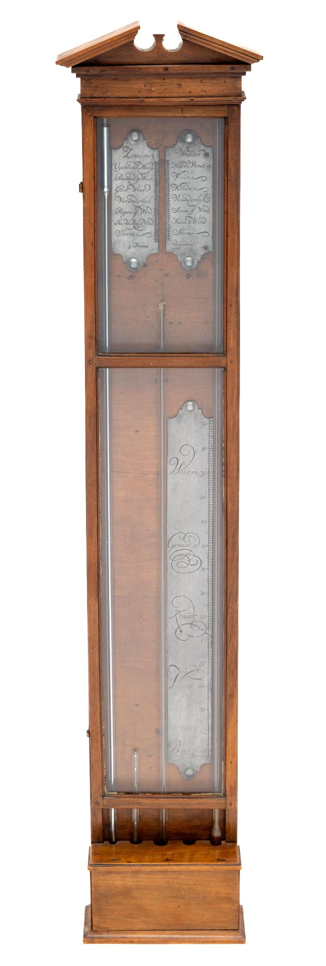 Notenhouten bakbarometer, circa 1780.