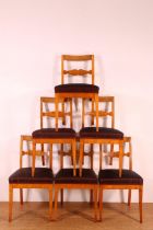 Zweden, set van zes berkenhouten stoelen, ca. 1830,