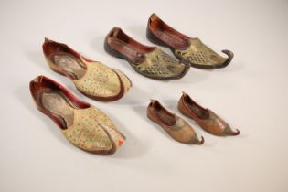 India, three pair of leather sandles, in Moghul style, ca. 1900 or later;