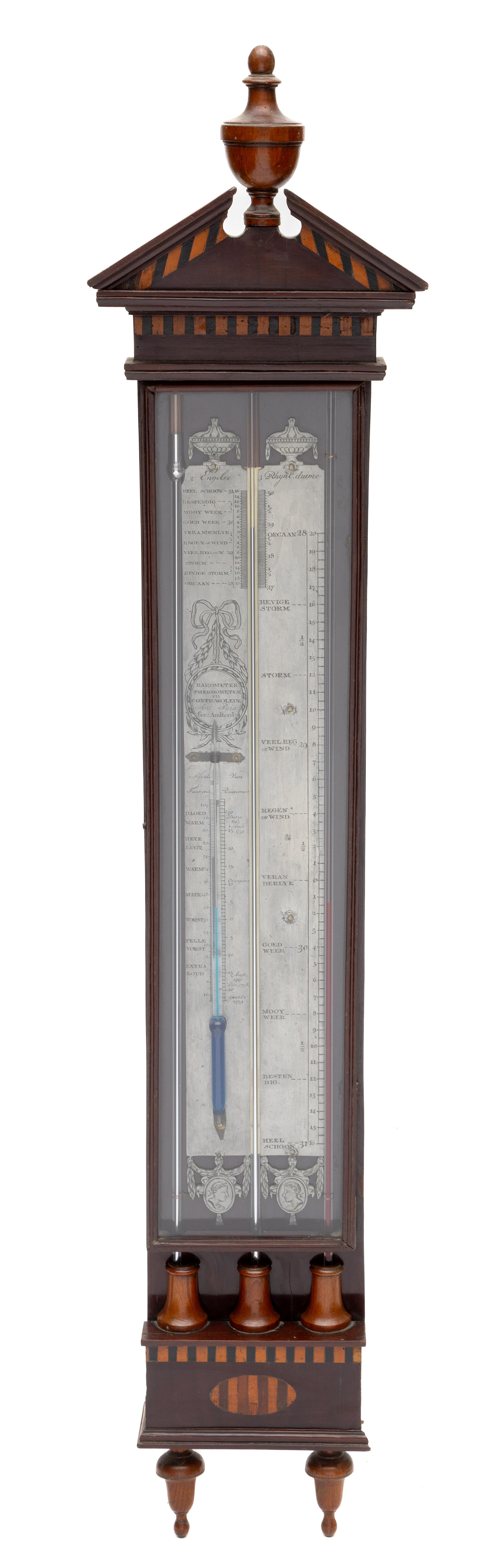 Mahoniehouten bakbarometer, Antonio Peia Amstedam, circa 1800.