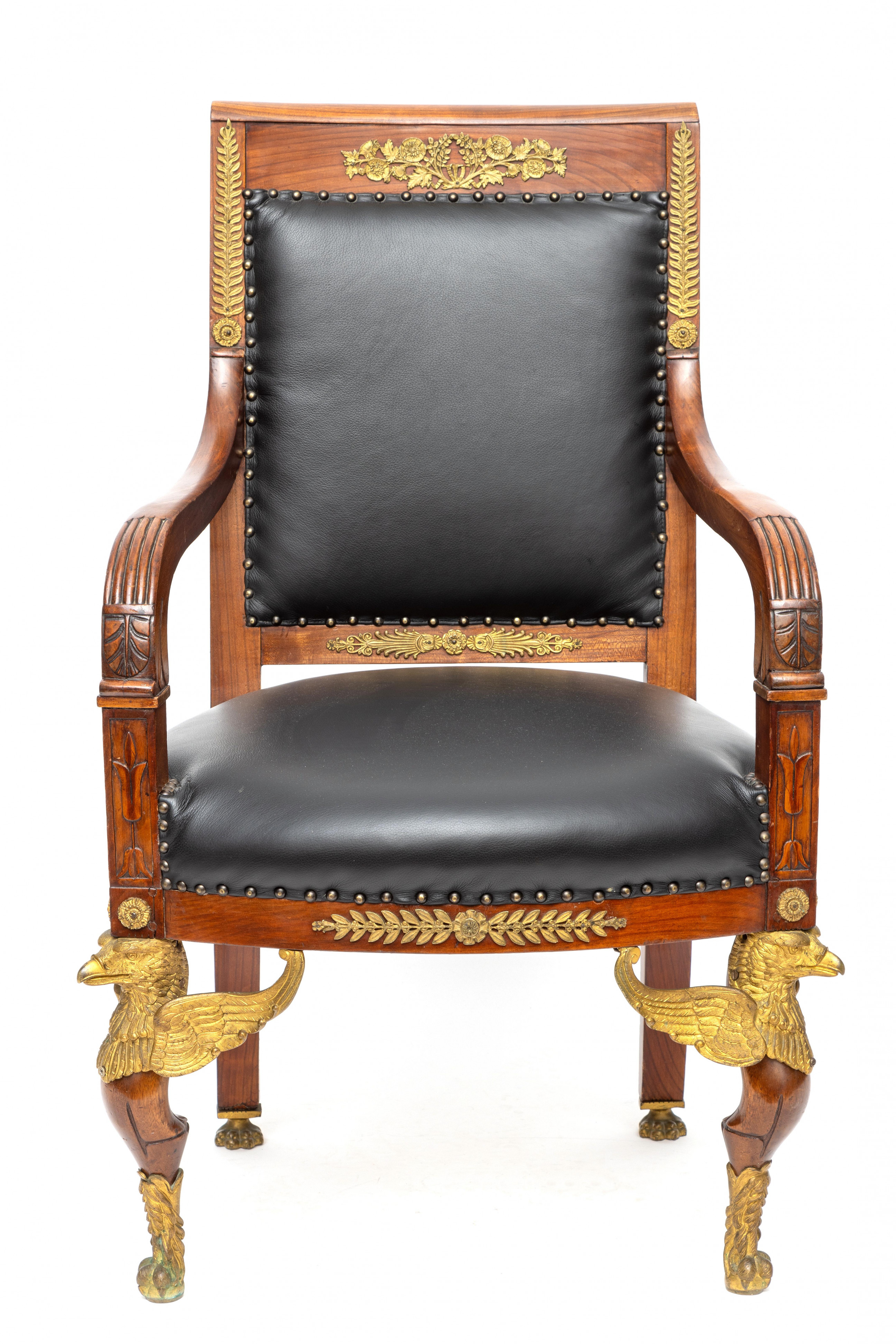 Frankrijk, mahoniehouten fauteuil, Empire,