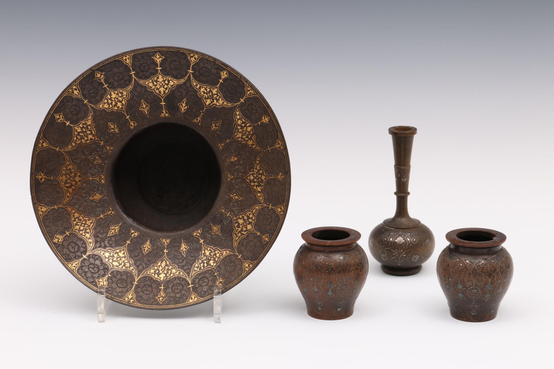 Turkey, Ottoman, a pair of wooden pots and a vase, possibly 19th century