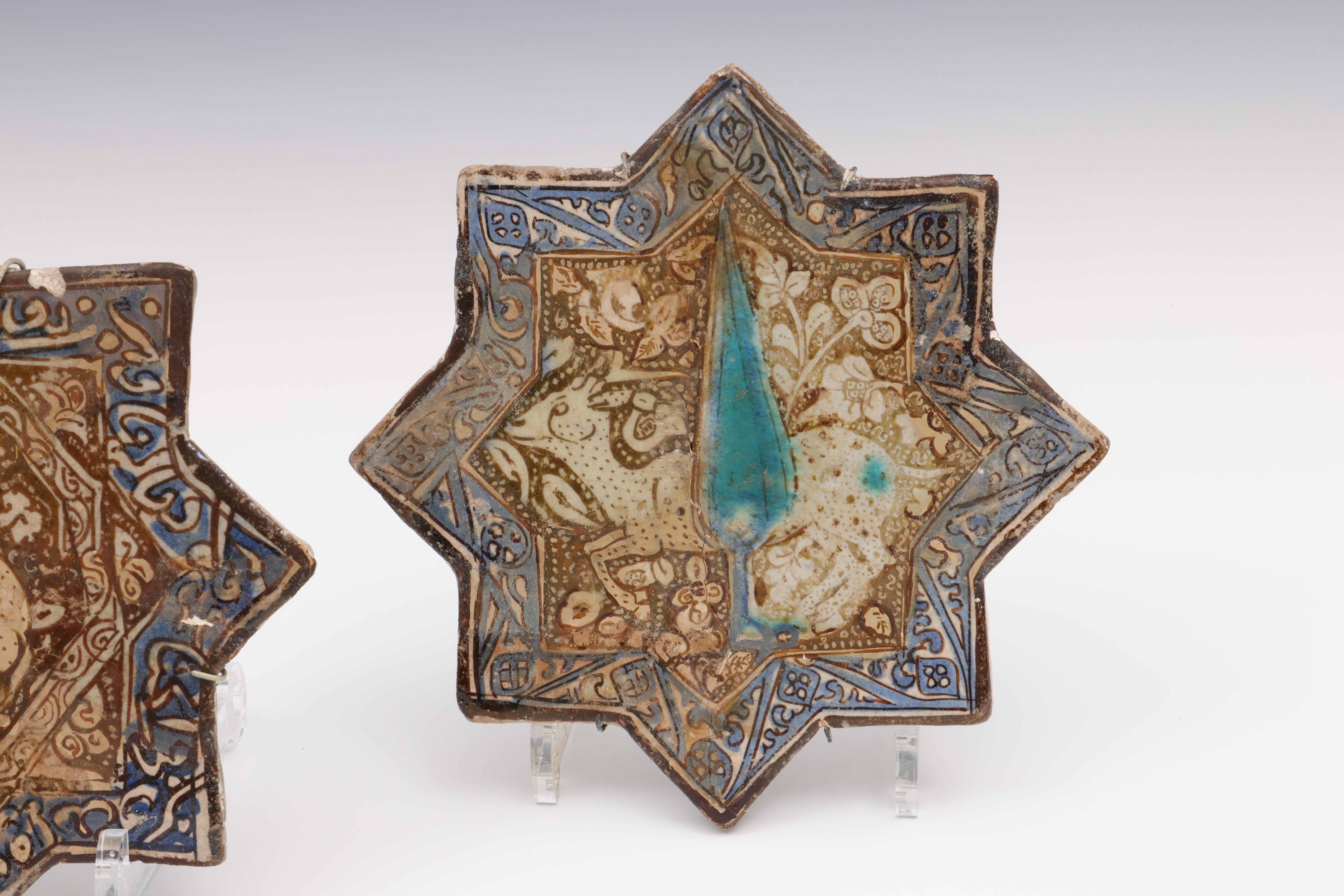 Persia, three star shaped tiles, ca. 15th-17th century - Image 3 of 5