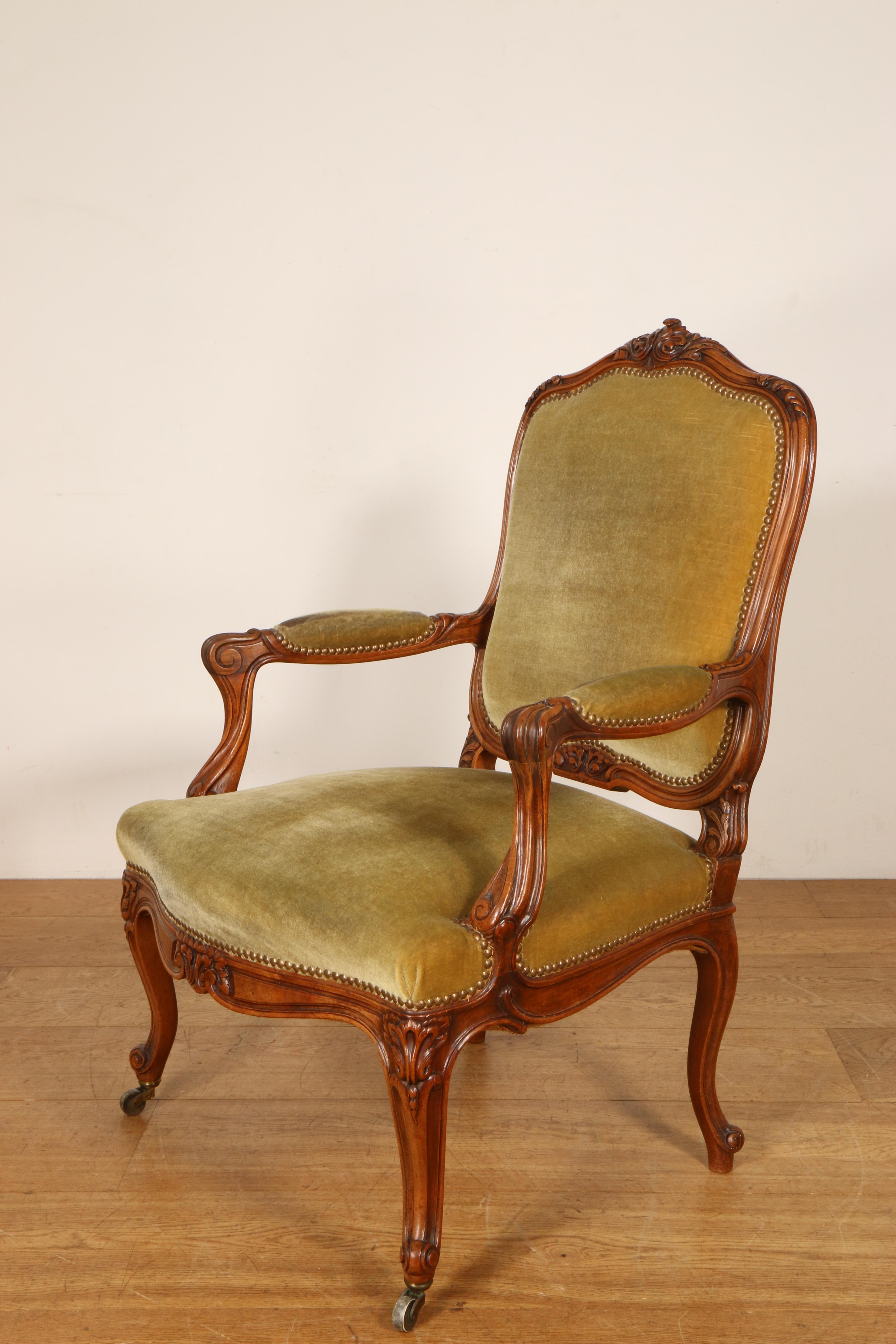 Mahoniehouten fauteuil in Louis XV-stijl, 19e eeuw, - Image 4 of 4