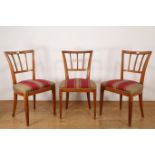 Set van drie iepenhouten stoelen, set van drie -fauteuils en één -fauteuil, Louis XVI, ca. 1800,