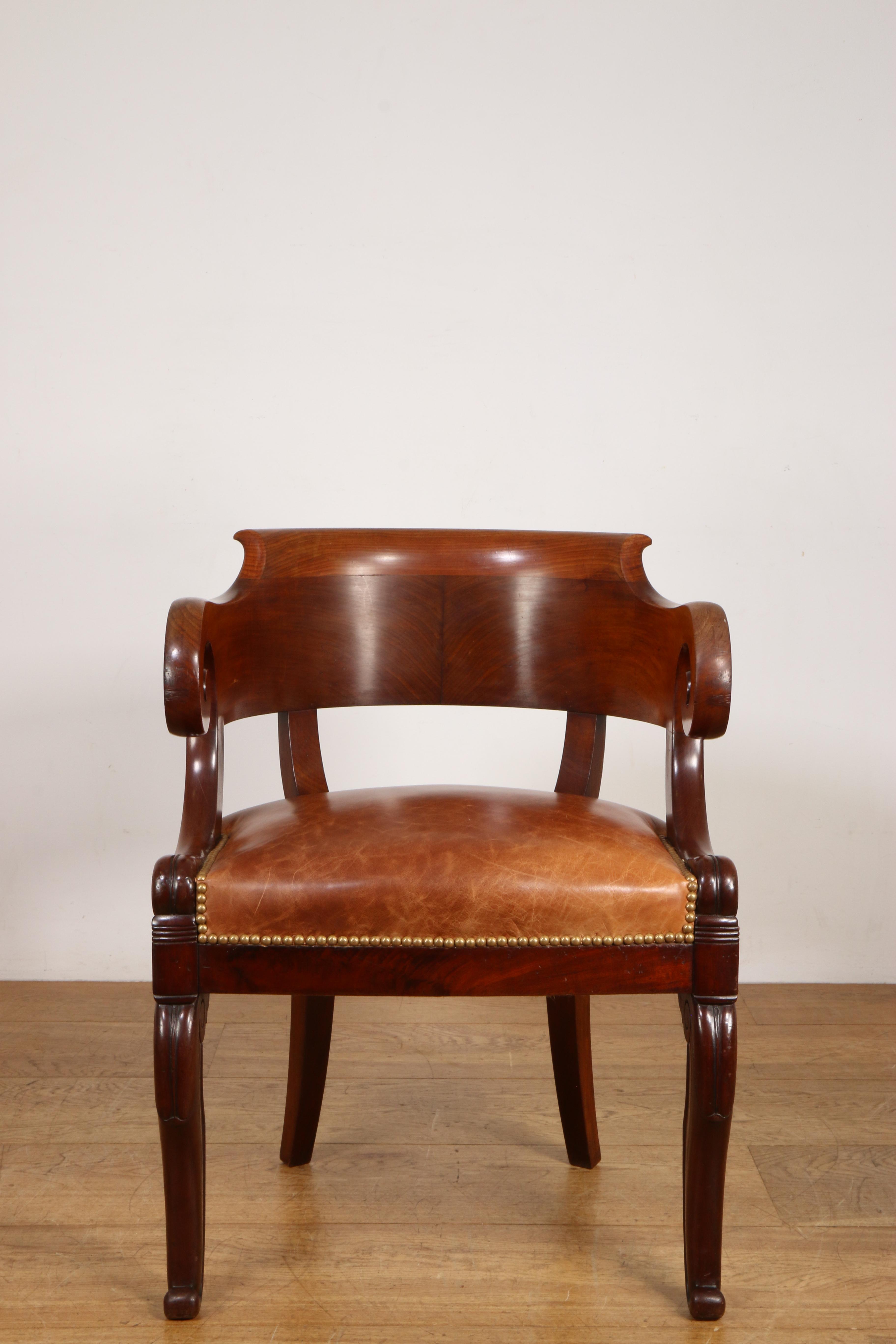 Mahoniehouten bureau-fauteuil, Louis Philippe, - Image 2 of 2