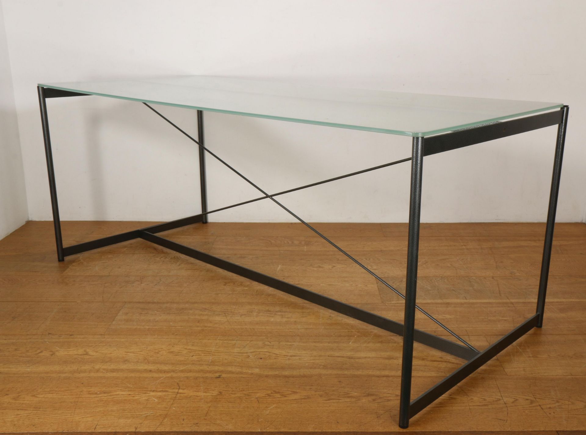 Paolo Pallucco, Italië, gezandstraalde stalen 'L6' tafel, ontwerp 1980, - Bild 2 aus 4