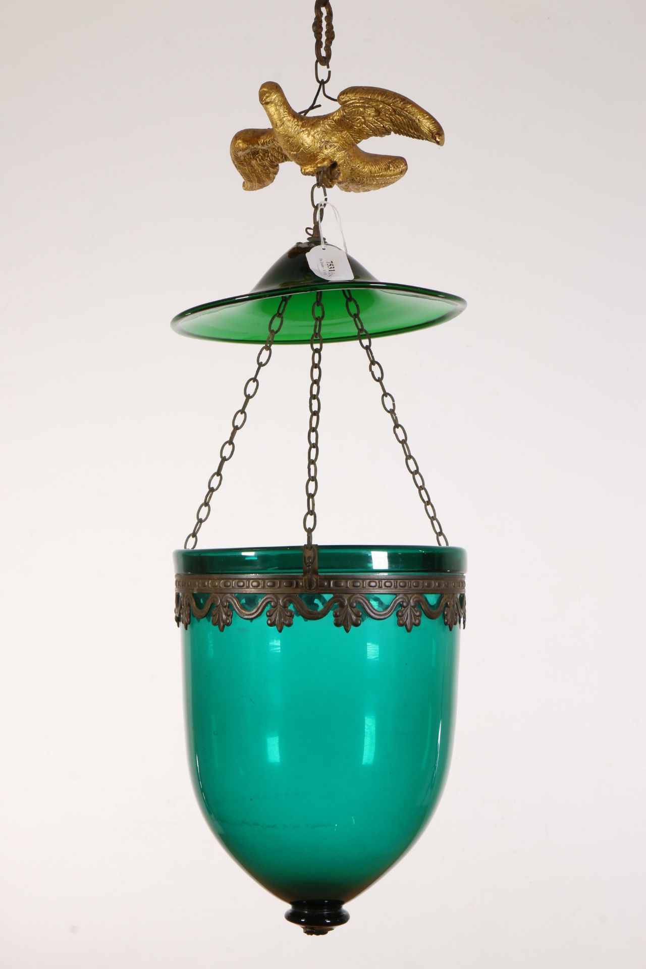 Paar groen glazen eierlampen, 19e eeuw, - Bild 2 aus 3