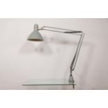 Hala, Zeist, grijs stalen bureaulamp, ontwerp 50-er jaren