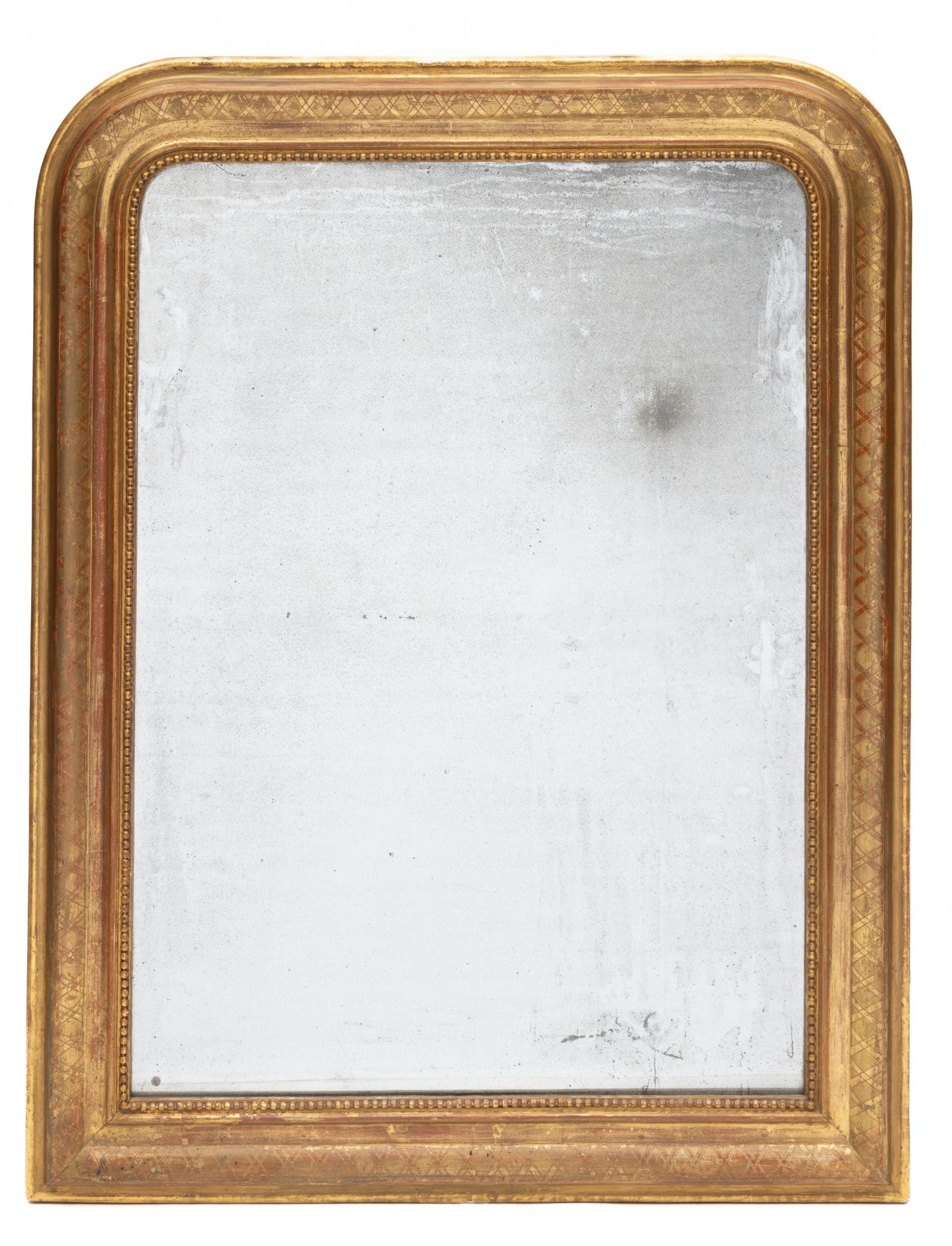 Rechthoekige spiegel in verguld houten lijst, Louis Philippe,