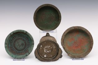Near Eastern, Seljuk, a bronze dish, 13th-15th century with a lion in the centre;
