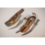 Yemen, two curved daggers, Jambiya,