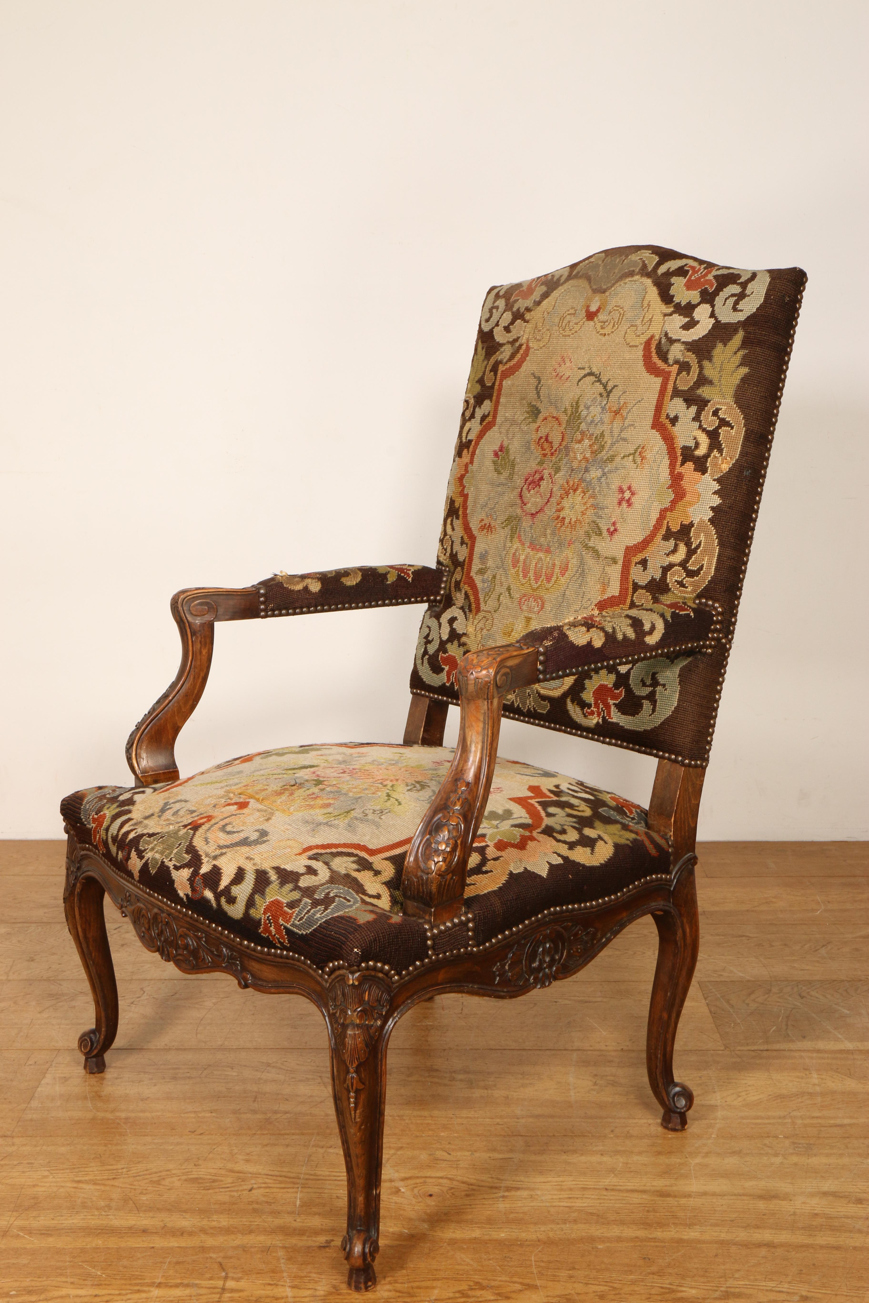 Mahoniehouten fauteuil in Louis XV-stijl, 19e eeuw, - Image 3 of 4