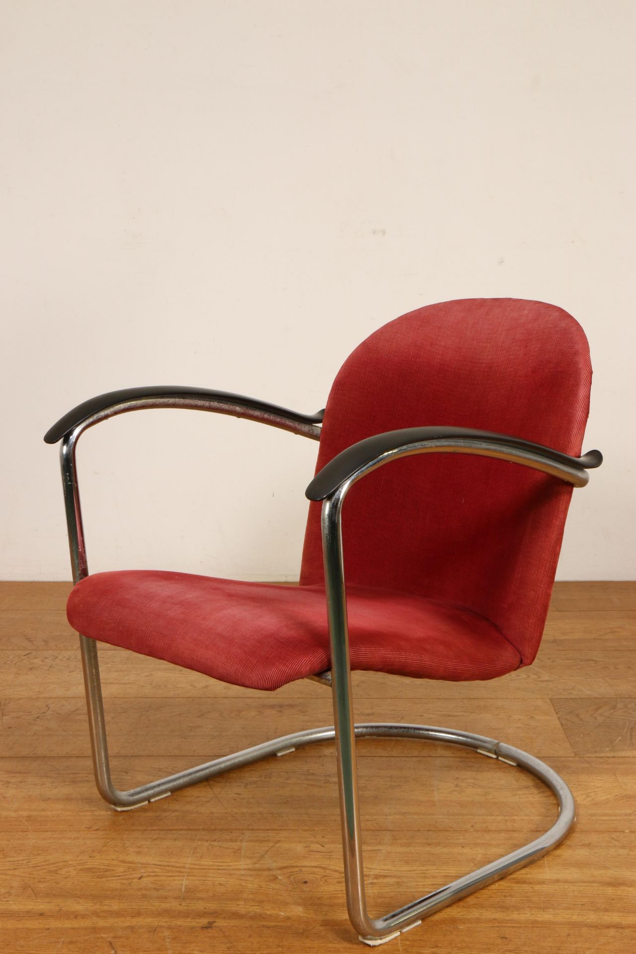 Verchroomd stalen buizenfauteuil, naar '414' fauteuil van W.H. Gispen, - Image 3 of 3