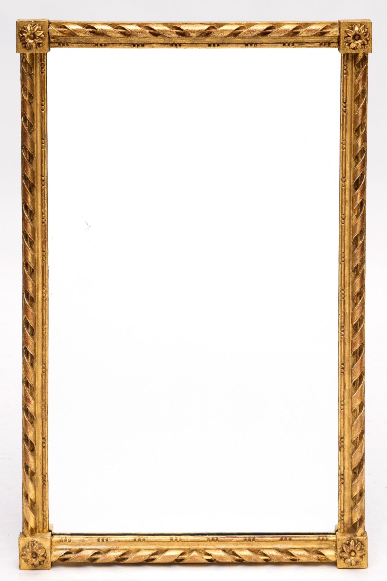 Rechthoekige spiegel in verguld houten lijst in Louis XVI-stijl, 19e eeuw,