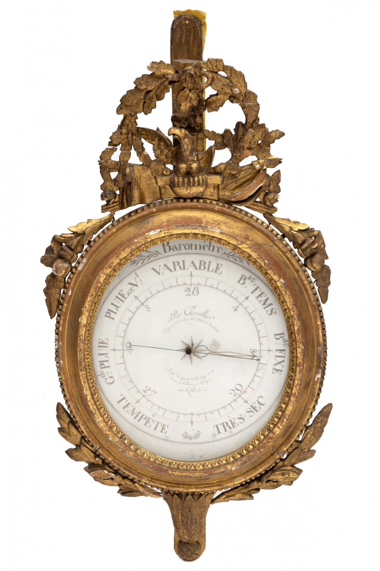 Frankrijk, barometer gesigneerd Chevelier a Paris, Louis XVI, circa 1780,