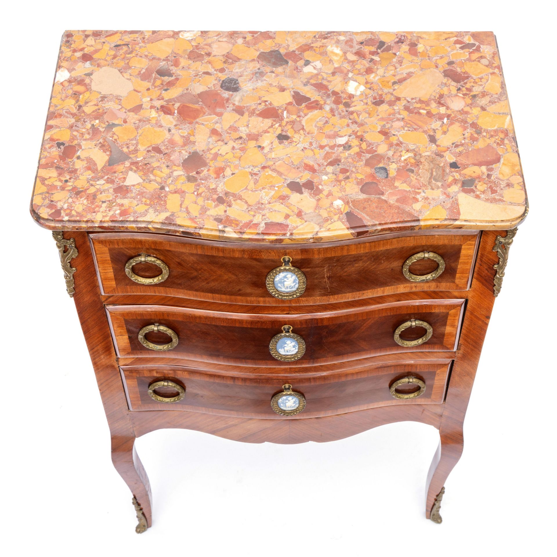 Mahonie- en rozenhouten kleine commode in Louis XV-stijl, 19e eeuw, - Bild 3 aus 3