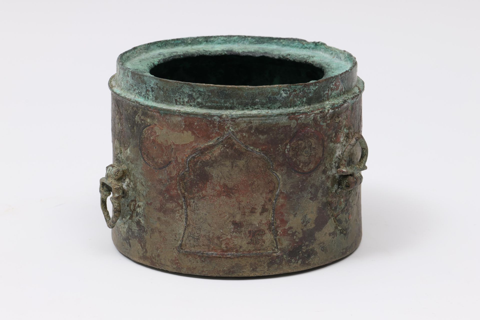 Bronze with silver inlay ink pot, davat, late 12th - early 13th century; - Image 3 of 5