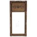 Rechthoekige spiegel in gebronsd houten lijst, ca. 1800, (beschadigingen)