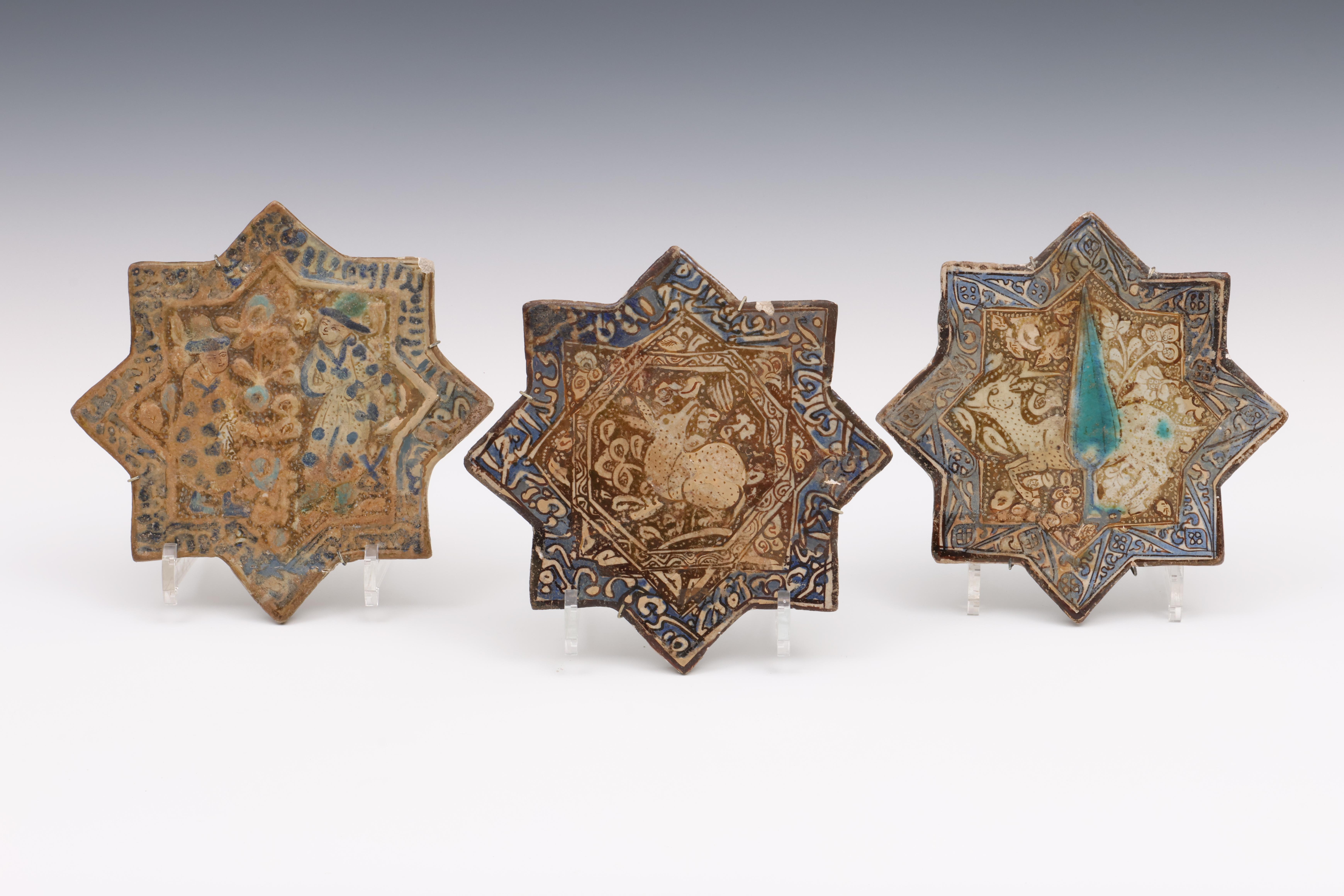 Persia, three star shaped tiles, ca. 15th-17th century