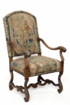 Notenhouten fauteuil, Louis XIV, 18e eeuw,
