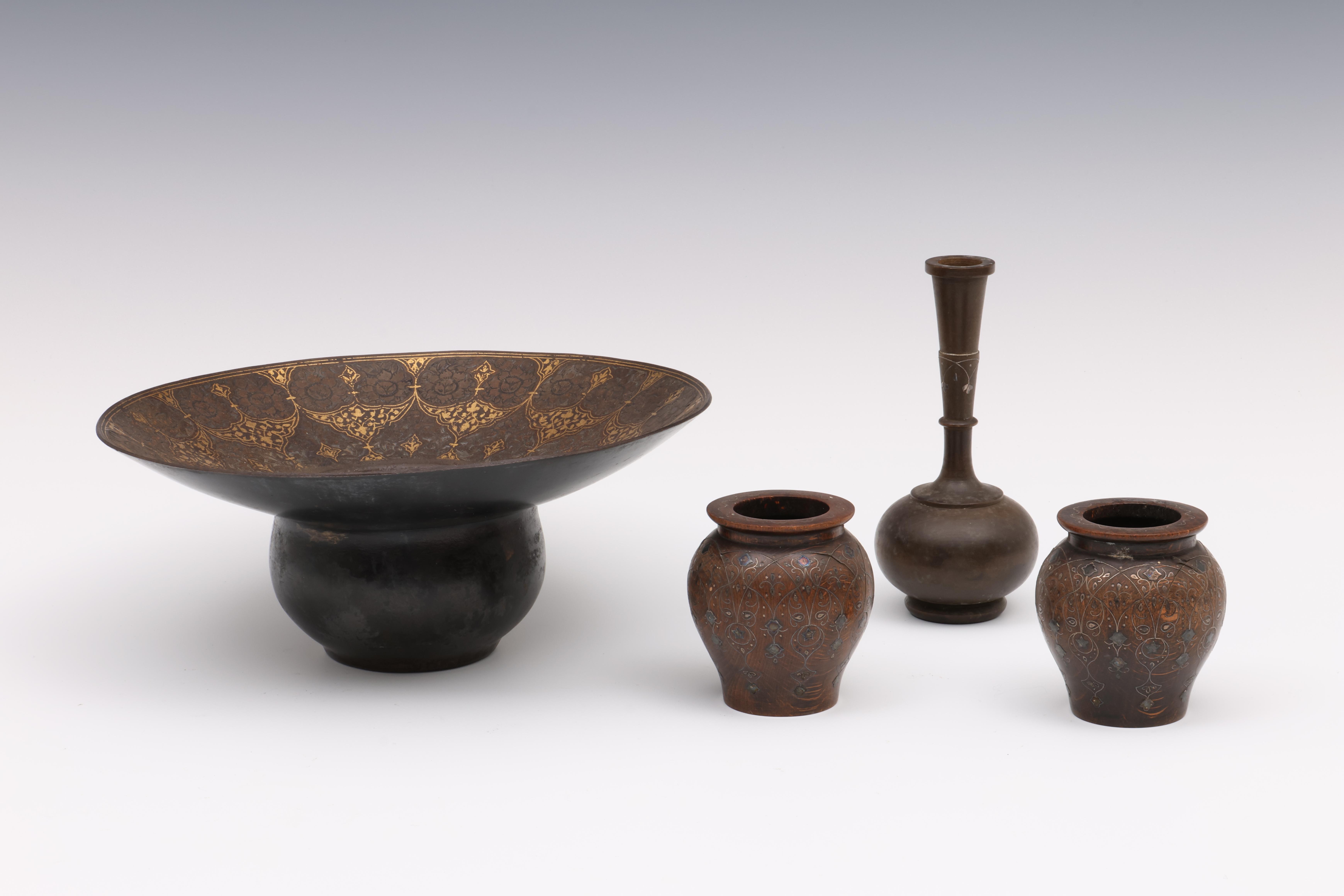 Turkey, Ottoman, a pair of wooden pots and a vase, possibly 19th century - Image 3 of 3