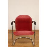 Verchroomd stalen buizenfauteuil, naar '414' fauteuil van W.H. Gispen,