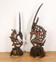 Mali, Bamana, a pair of antilope crest masks, chiwara;
