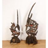 Mali, Bamana, a pair of antilope crest masks, chiwara;