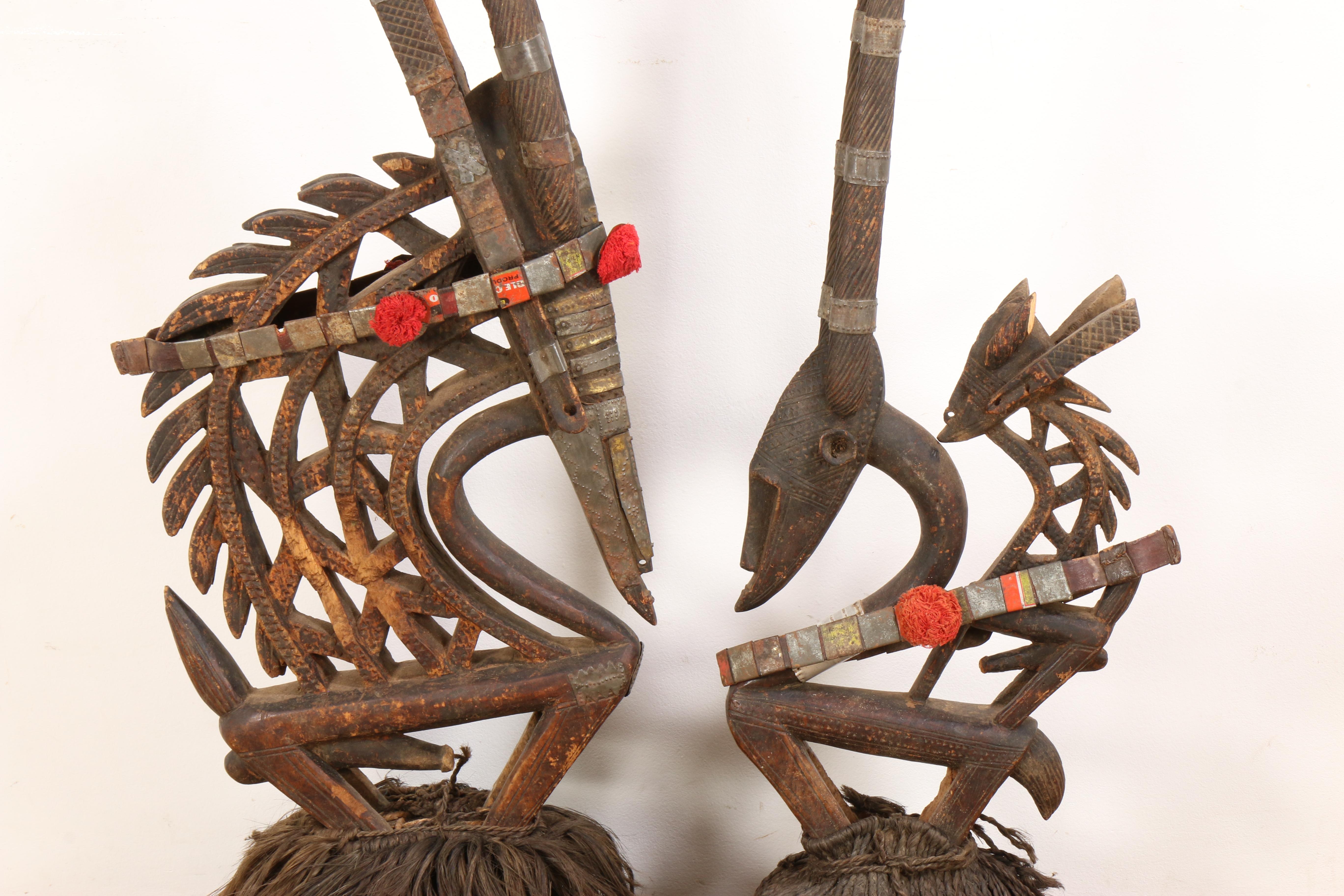 Mali, Bamana, a pair of antilope crest masks, chiwara; - Image 2 of 4