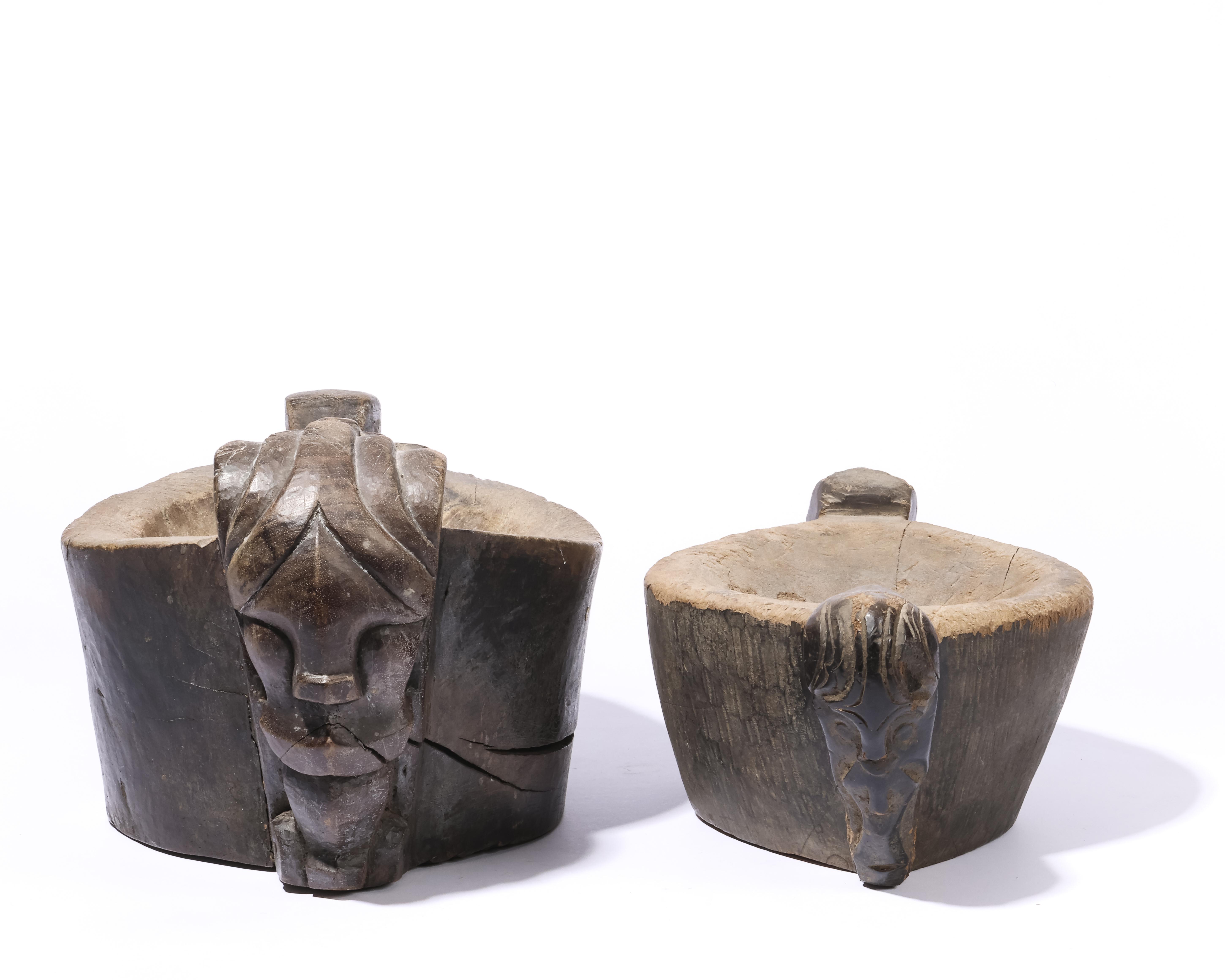 Sumatra, Batak, two wooden mortars, showing a singa head to one side a tail to the other. - Image 4 of 4