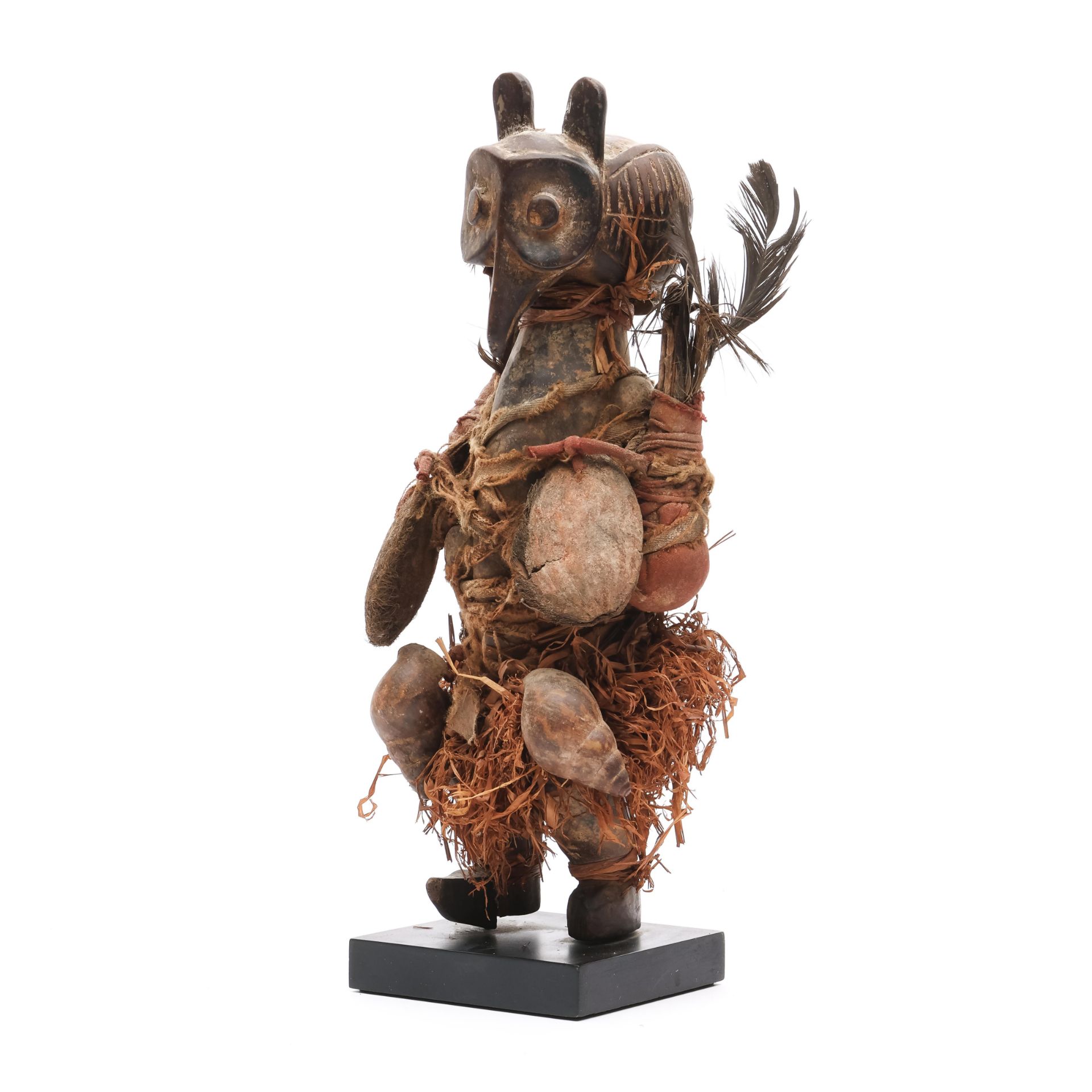 D.R. Congo, Yaka, power figure with a bird's head, cotton, feathers. - Image 3 of 3