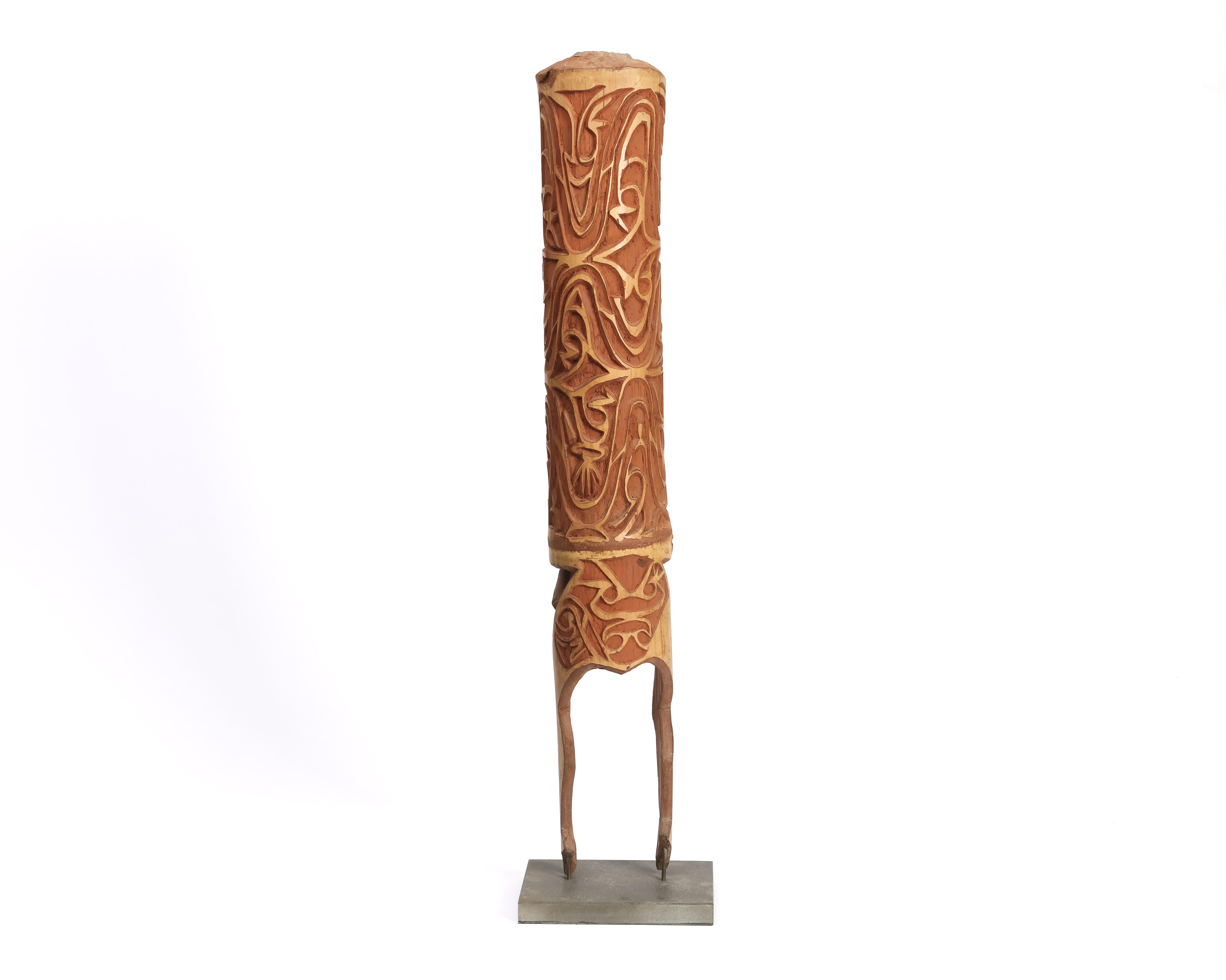 Papua, Asmat, bamboo horn, with two legs as extension. - Image 2 of 3