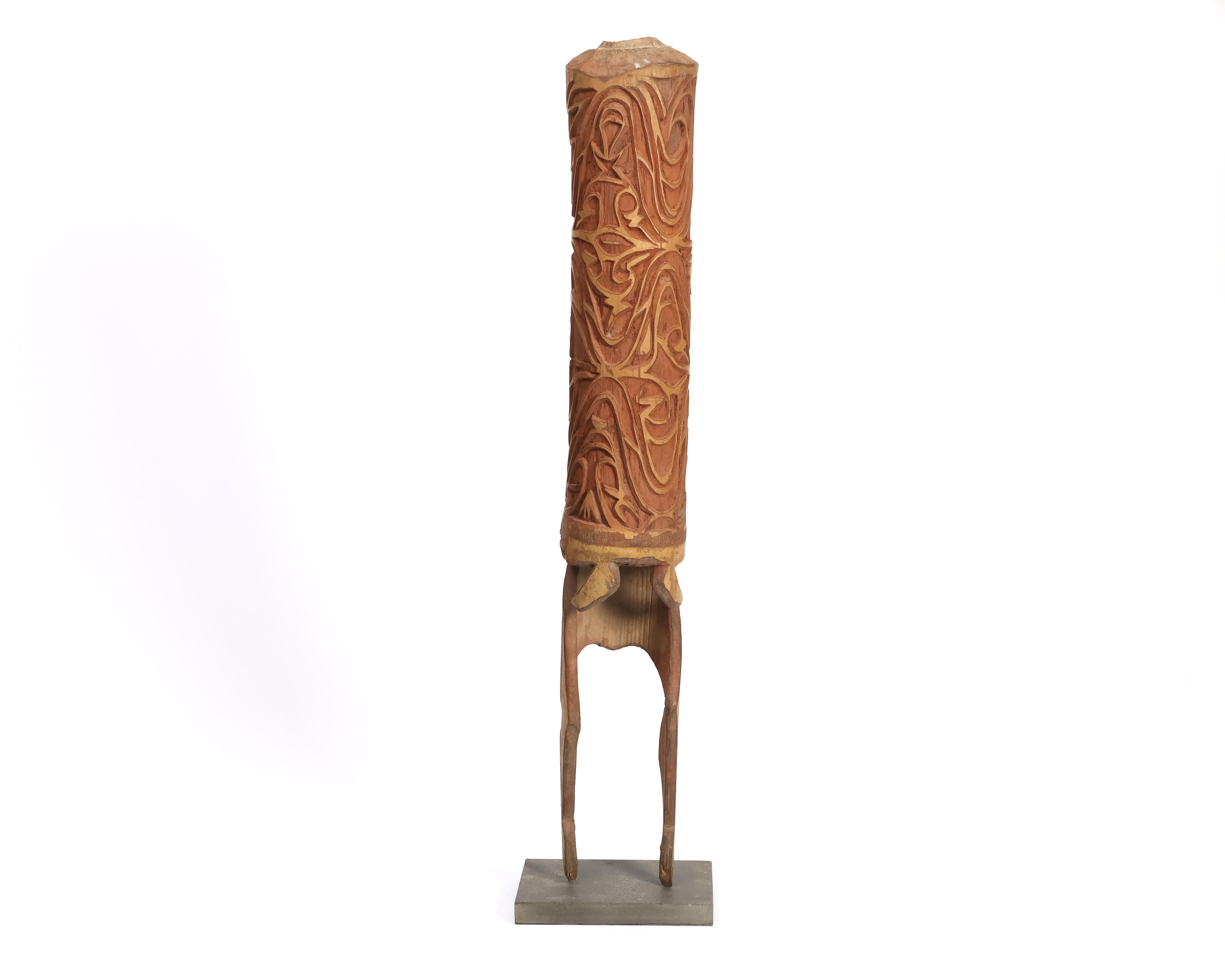 Papua, Asmat, bamboo horn, with two legs as extension. - Image 3 of 3