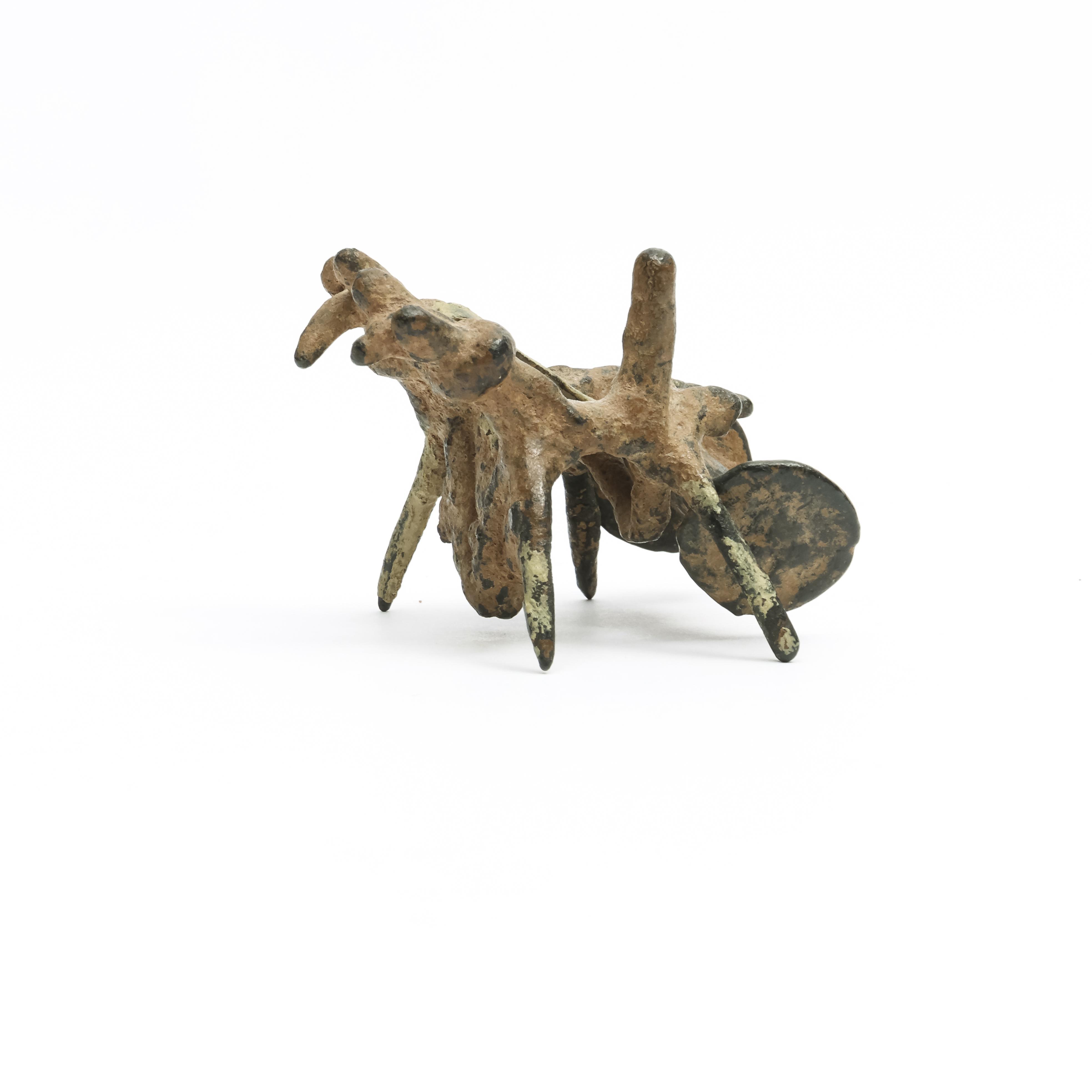 Western Iran, Luristan, bronze small sculpture of two horses with carriage, ca. 1000-600 BC; - Image 4 of 4