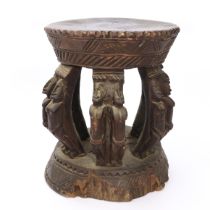 Mali, Dogon, circular stool with six pair of figures.