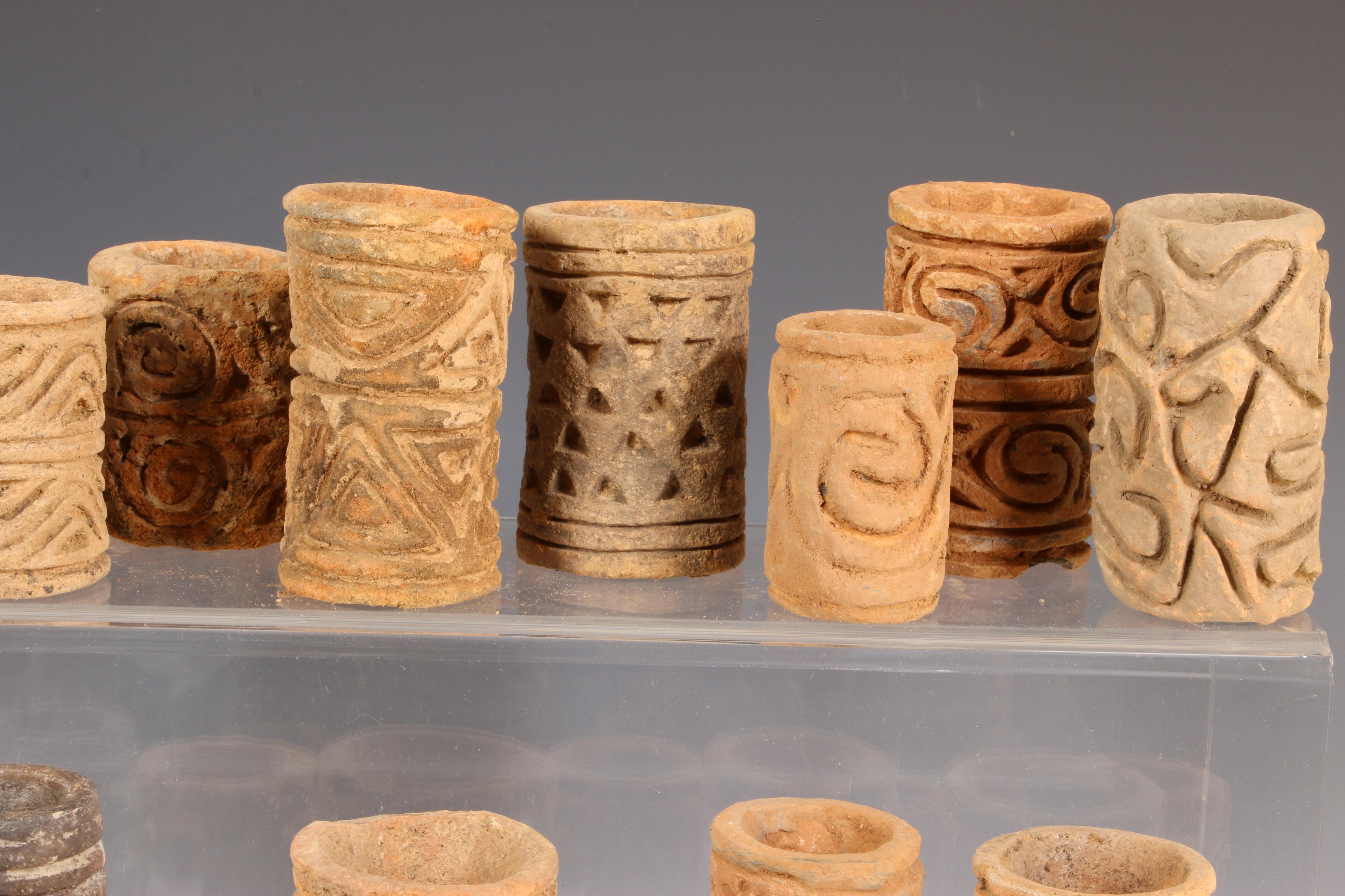 Colombia - Venezuela, Quimbaya, ca. 1300-1550, a collection of terracotta rol seals and stamps - Image 3 of 4