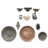 Various Greek and Roman terracotta dishes and flasks, 4th century BC - 3rd century AD and of later d