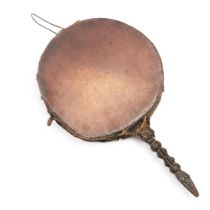 Nepal, drum, dhyangro with a wooden phurbu handle.