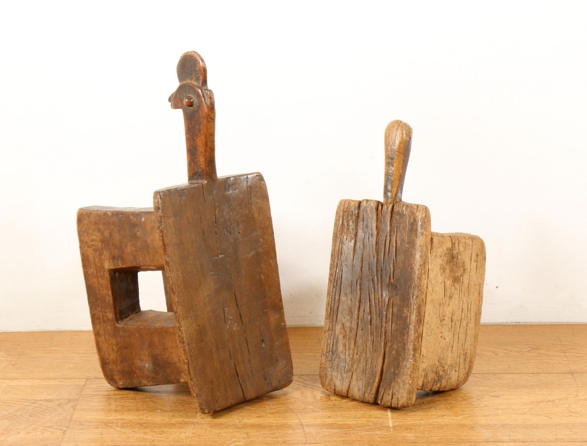 Mali, Bamana, two wooden stools, - Bild 2 aus 3