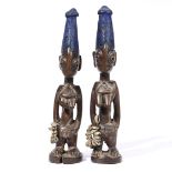 Nigeria, Yoruba, Ila Orangun, pair female twin figures, ibeji,