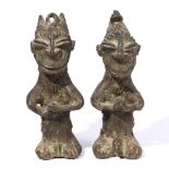 Nigeria, Yoruba, a pair of Ogboni Onile bronze figures,
