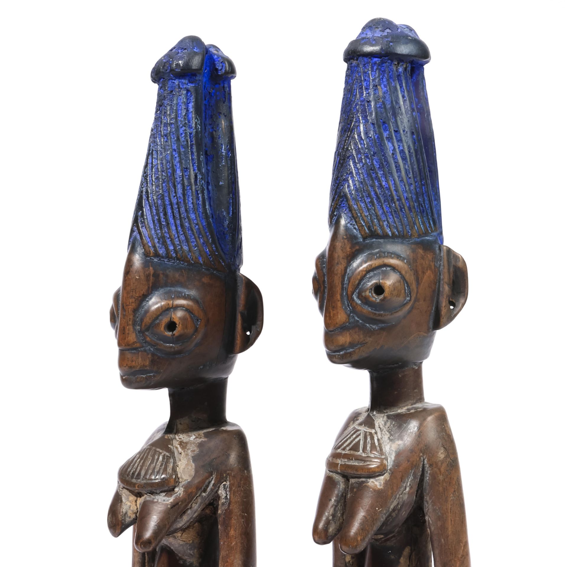 Nigeria, Yoruba, Ila Orangun, pair female twin figures, ibeji, - Bild 3 aus 5