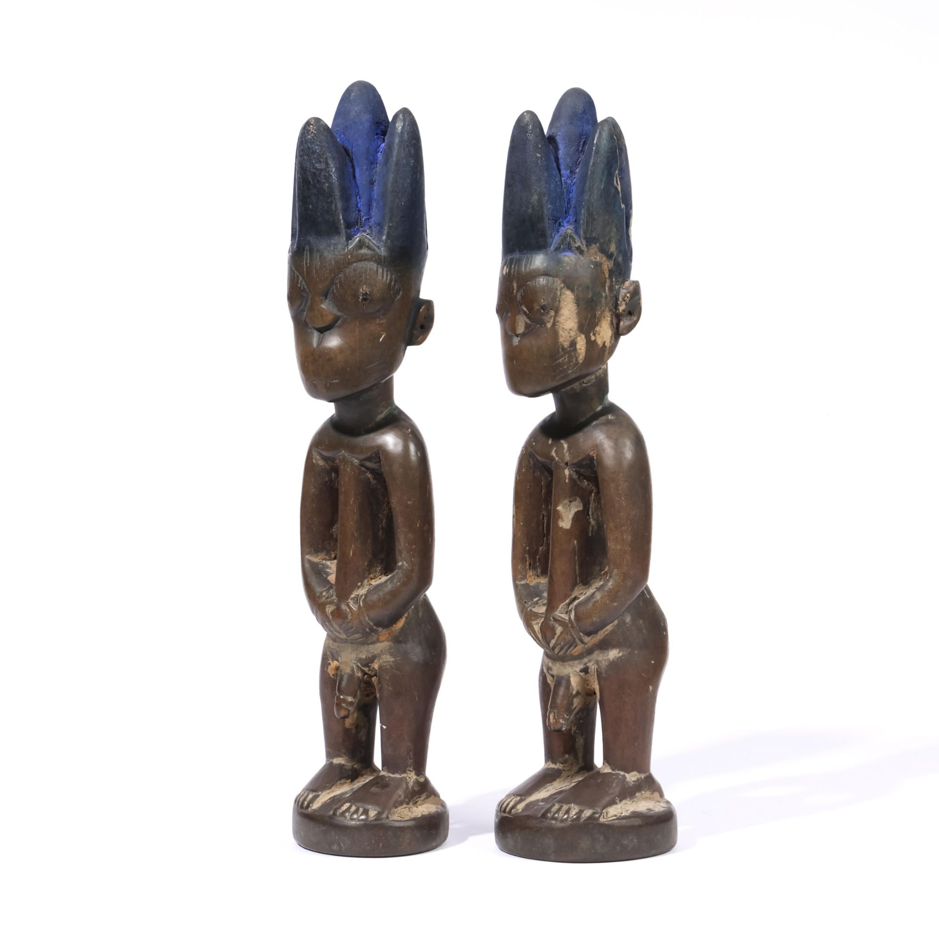 Nigeria, Yoruba, Egbe, a pair of male twin figures, ibeji, - Bild 4 aus 5