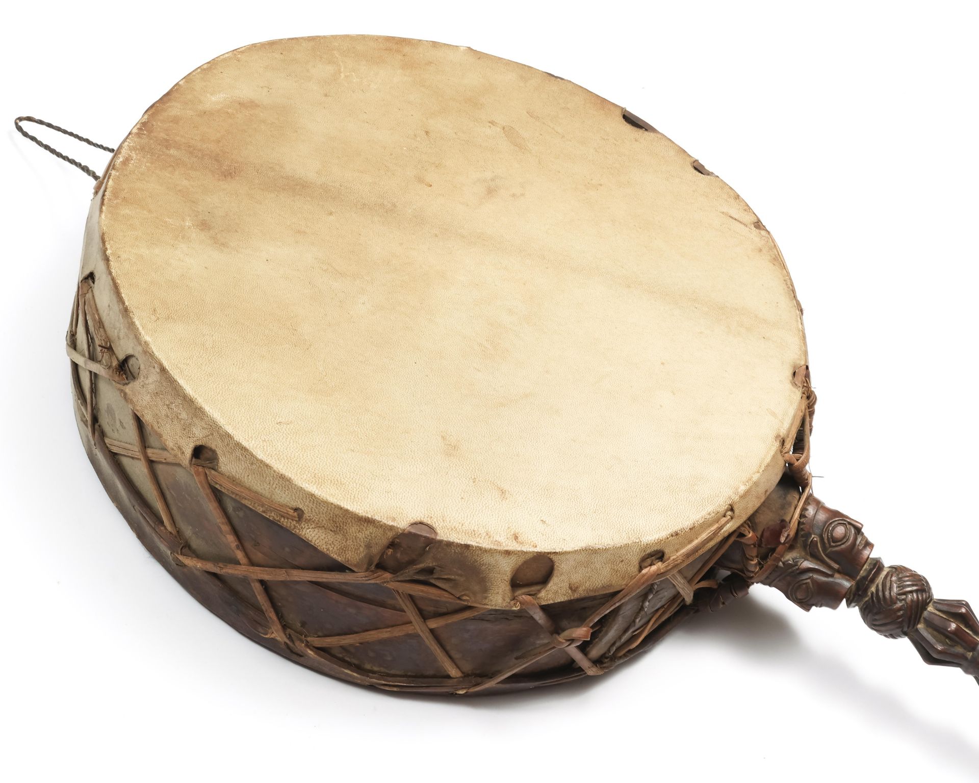 Nepal, drum, dhyangro with a wooden phurbu handle. - Bild 5 aus 6