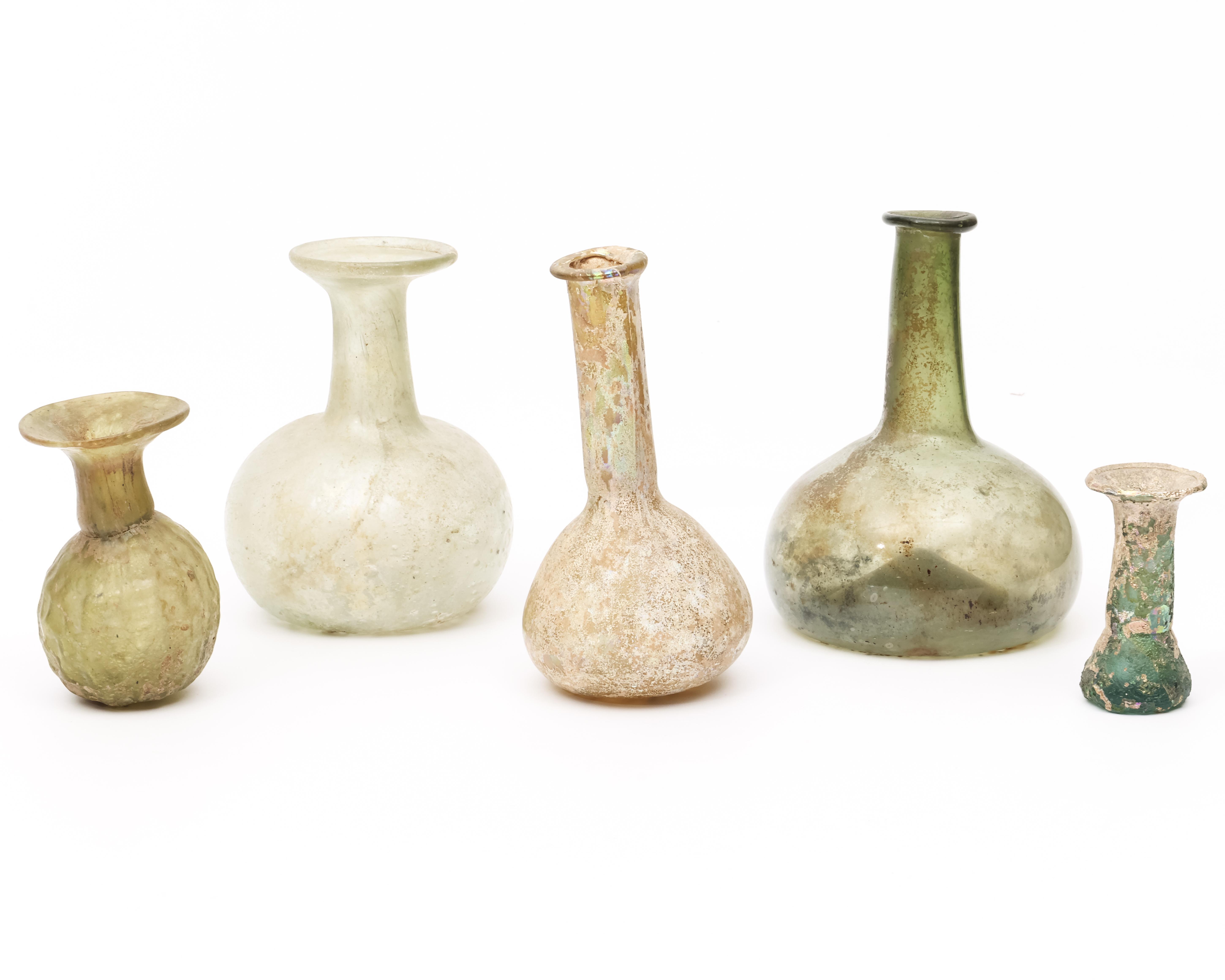 A collection of four Roman glass flasks, ca. 3rd century; - Image 2 of 4